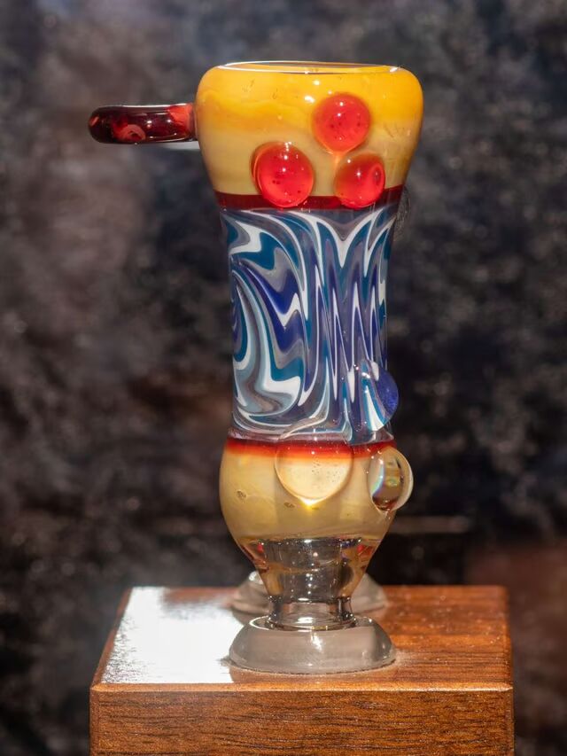 14mm Blue & Amber Wigwag Bong Slide