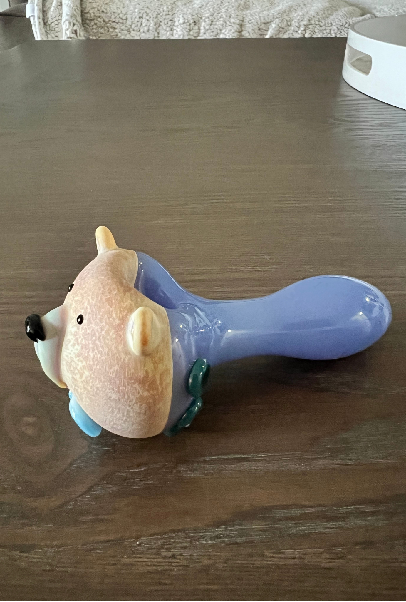 Bear with Blue Bow Tie Hand Pipe