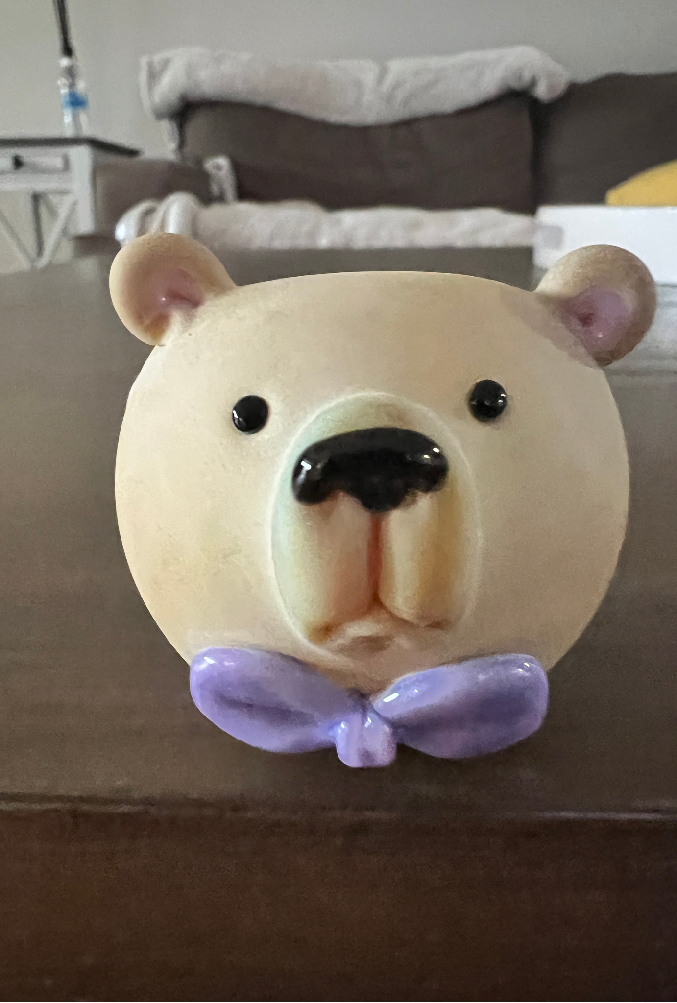 Bear with Purple Bow Tie Hand Pipe