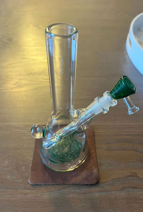 10mm Clear Mini Bong Green Honeycomb - GiggleGlass
