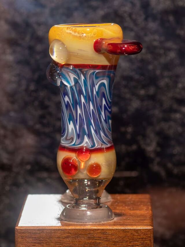 14mm Blue & Amber Wigwag Bong Slide