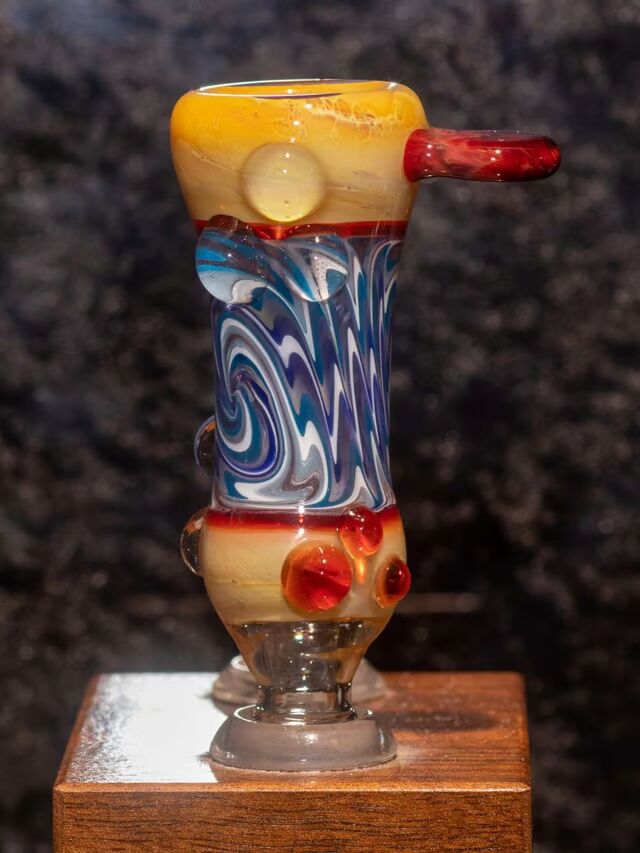14mm Blue & Amber Wigwag Bong Slide