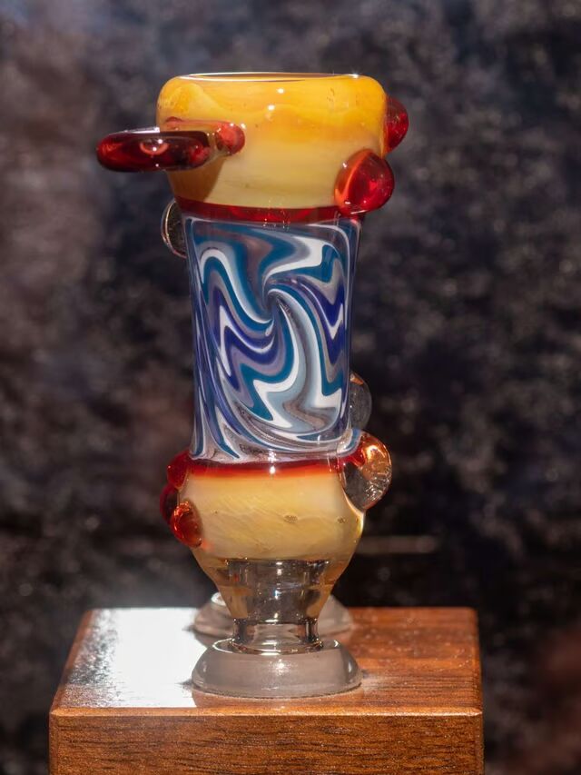 14mm Blue & Amber Wigwag Bong Slide