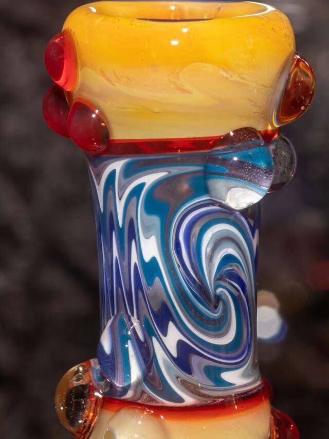 14mm Blue & Amber Wigwag Bong Slide