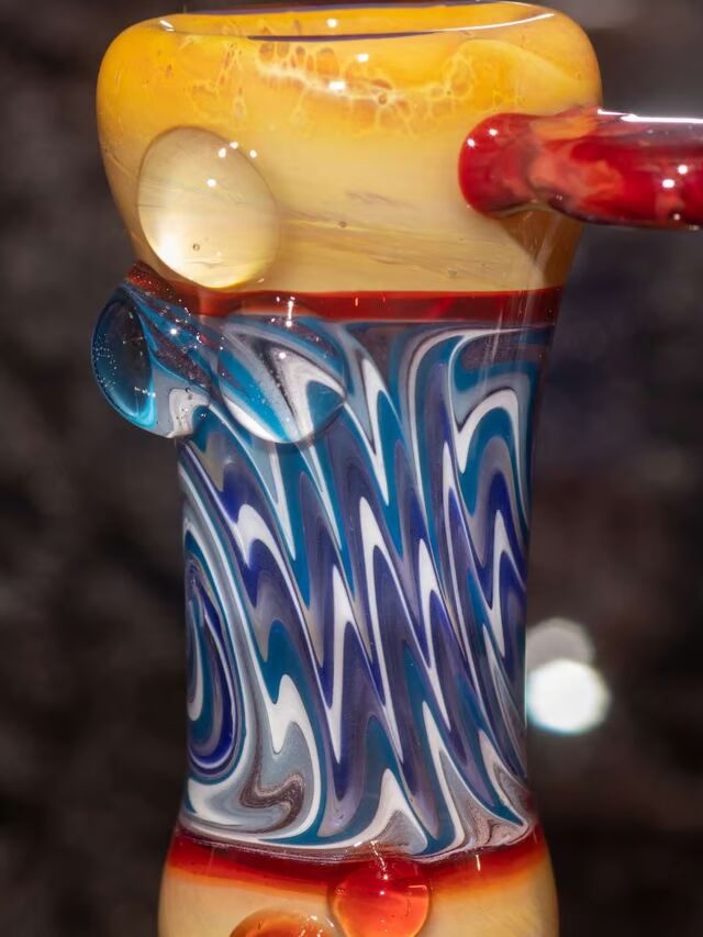 14mm Blue & Amber Wigwag Bong Slide