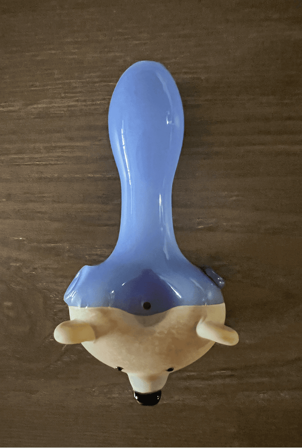 Bear with Blue Bow Tie Hand Pipe - GiggleGlass
