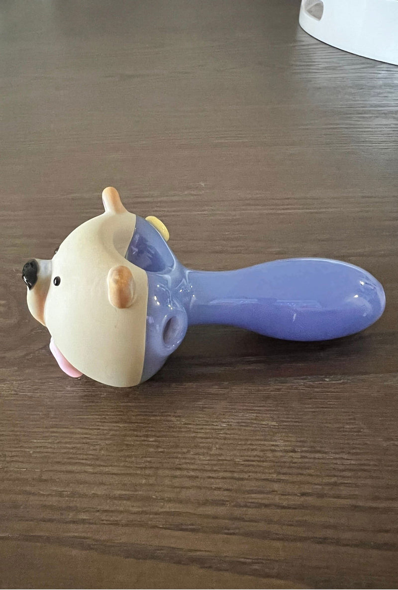 Bear with Pink Bow Tie Hand Pipe - GiggleGlass