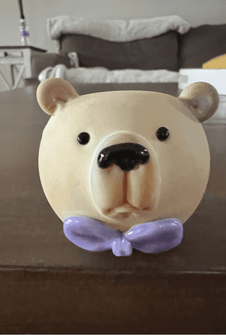Bear with Purple Bow Tie Hand Pipe - GiggleGlass
