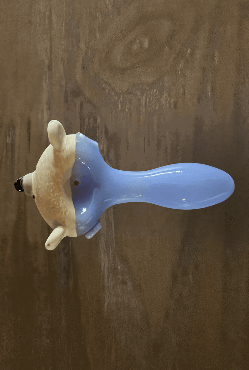 Bear with Yellow Bow Tie Hand Pipe - GiggleGlass