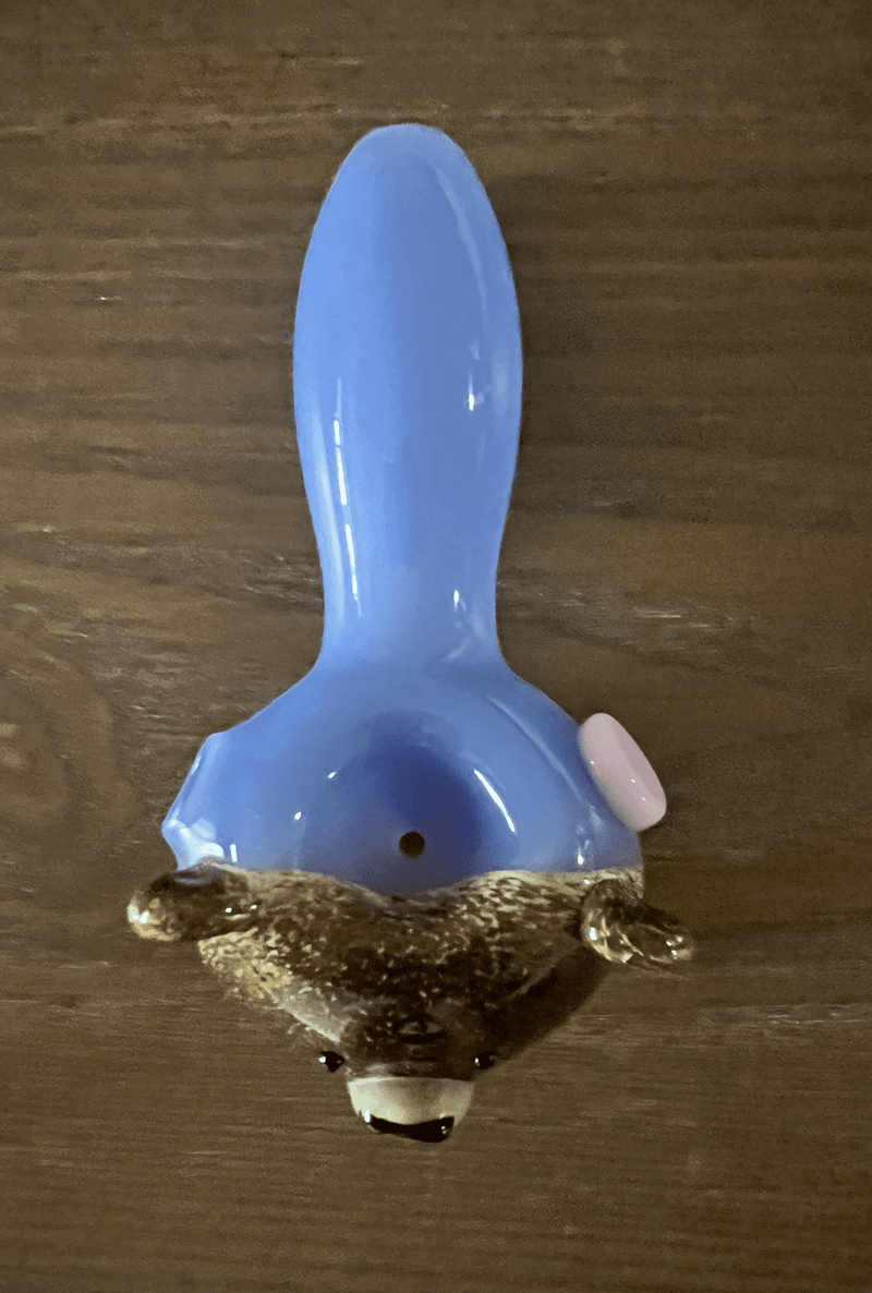 Brown Bear with Yellow Bow Tie Hand Pipe - GiggleGlass