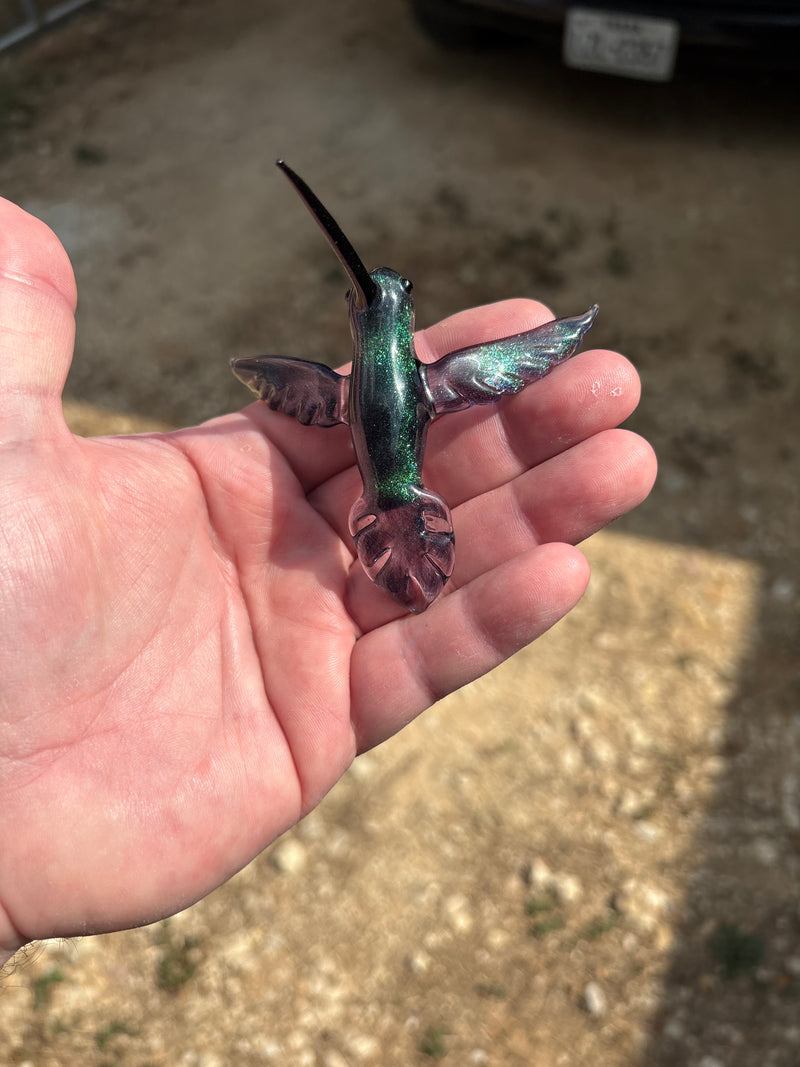 Dichroic Hummingbird Glass Suncatcher Ornament