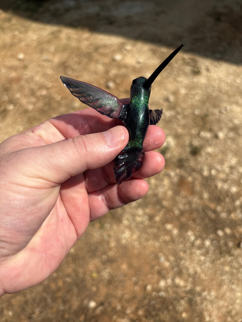 Dichroic Hummingbird Glass Suncatcher Ornament