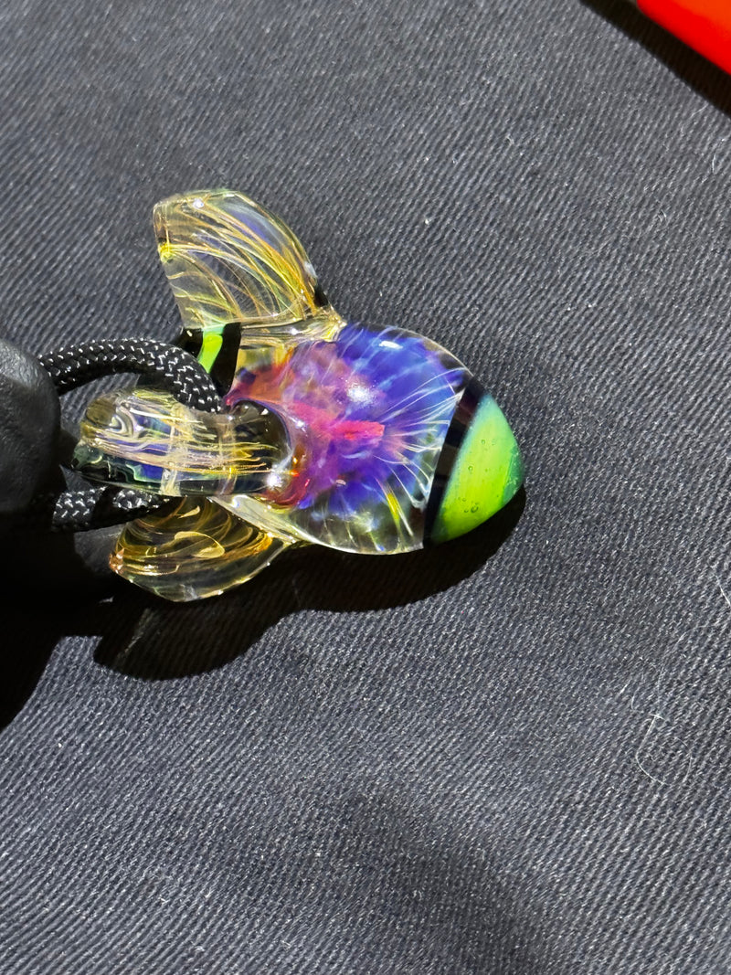 Gold & Silver Fumed Nuke Glass Pendant