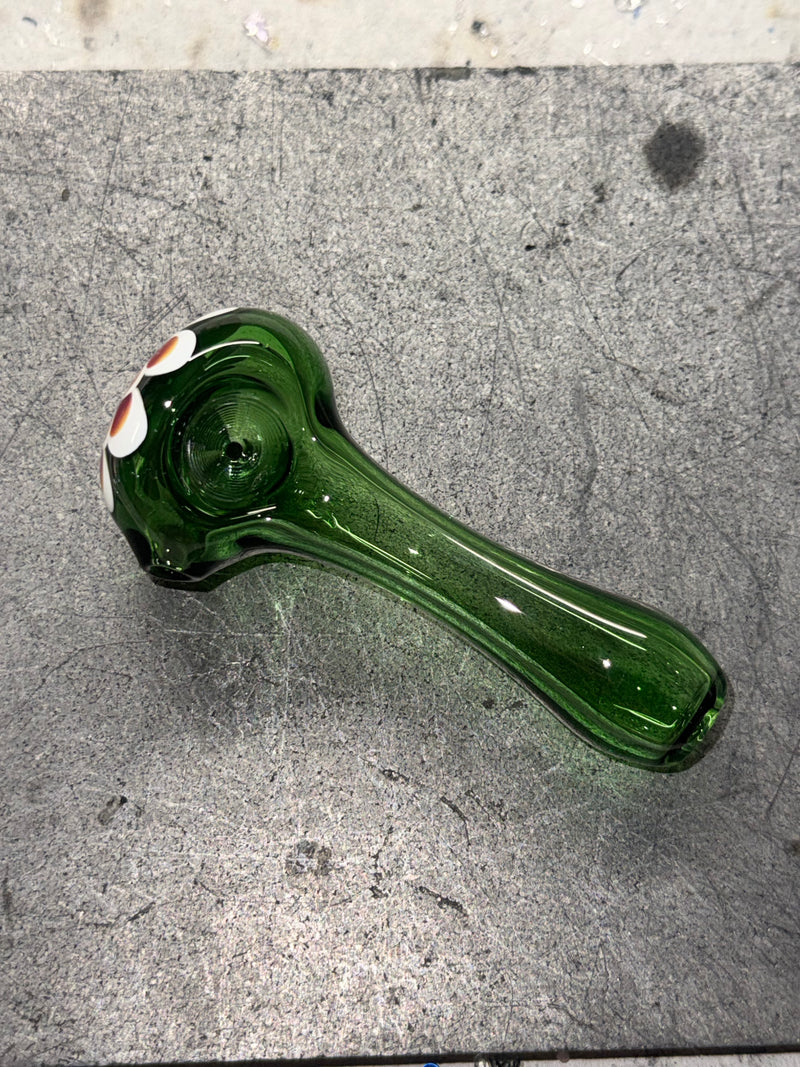 Green Floral Glass Spoon Pipe