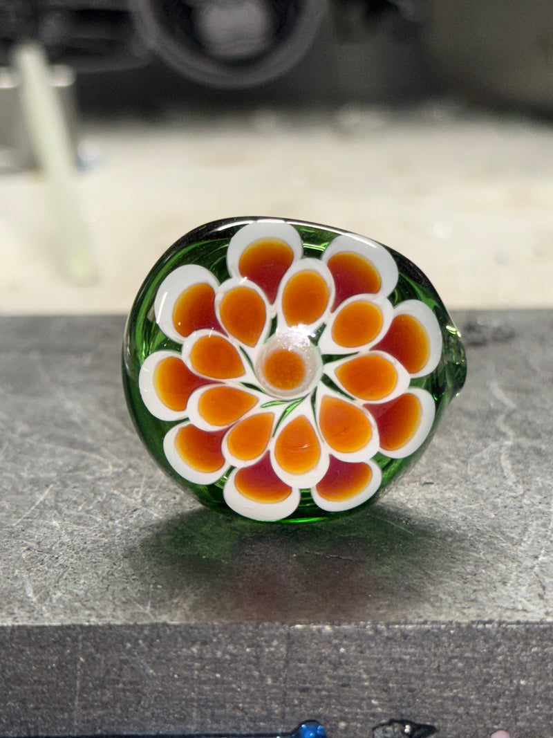 Green Floral Glass Spoon Pipe