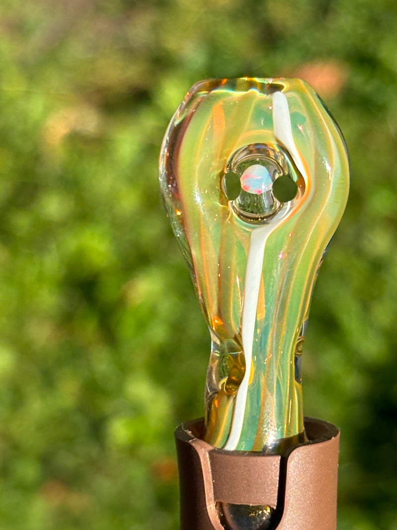 Pivot Top With Hidden Opal Donut White And Blue Carmel