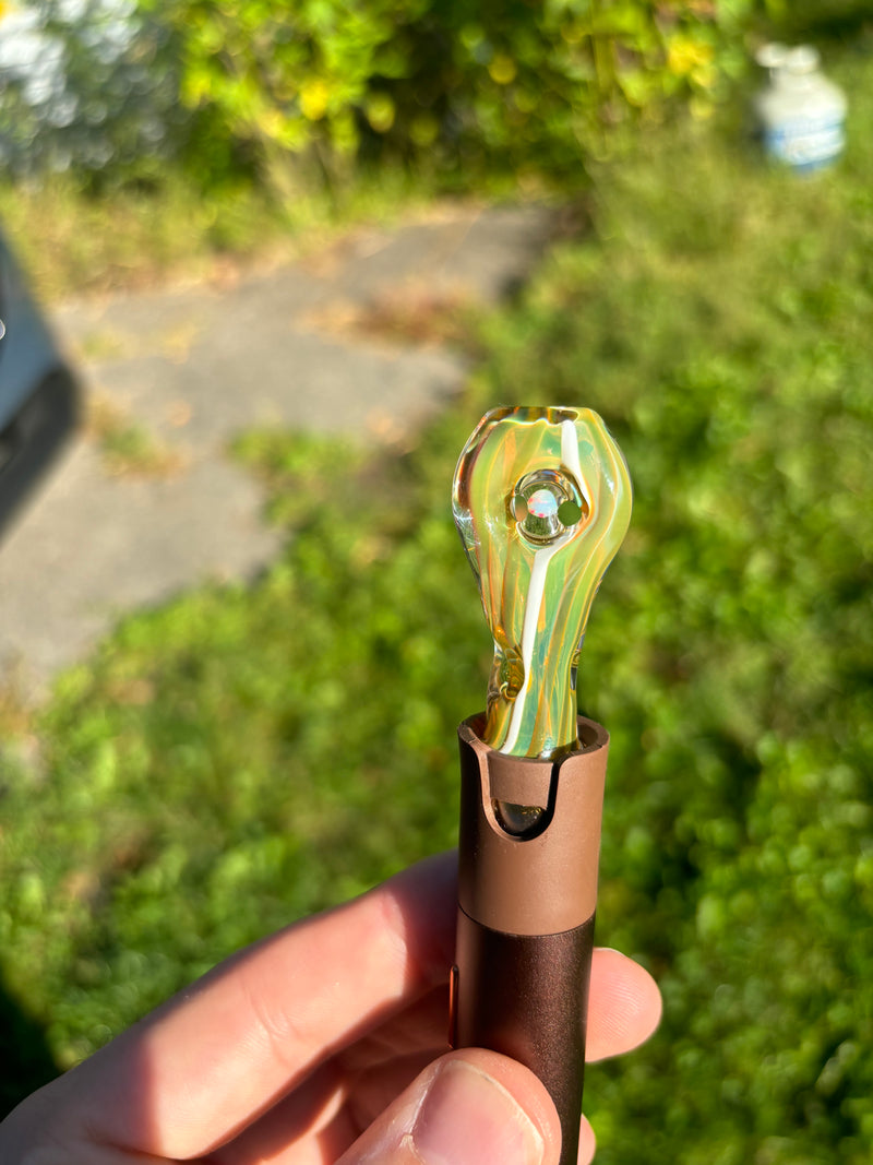 Pivot Top With Hidden Opal Donut White And Blue Carmel