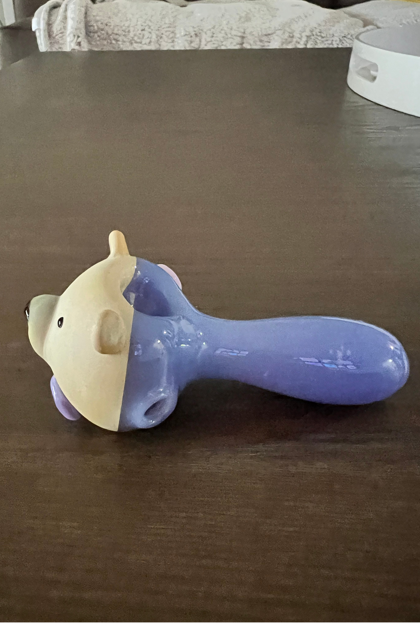 Bear with Purple Bow Tie Hand Pipe