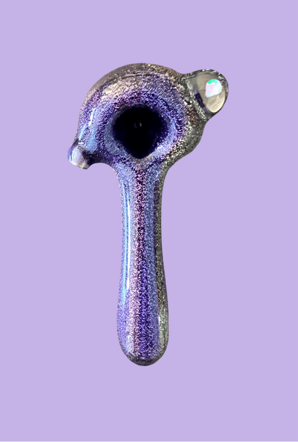 Purple & Gold Dichro Hand Pipe - GiggleGlass