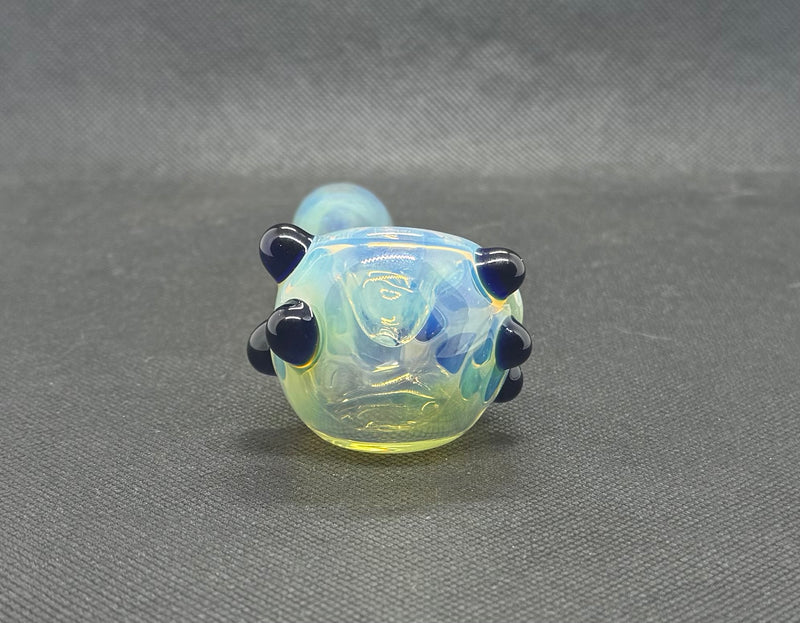 Silver fume spoon with blue