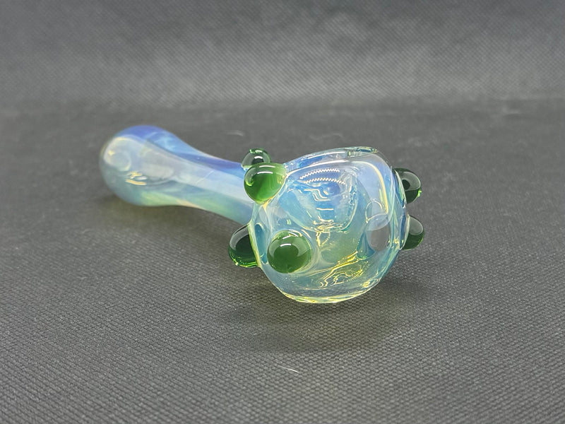 Silver fume spoon with green