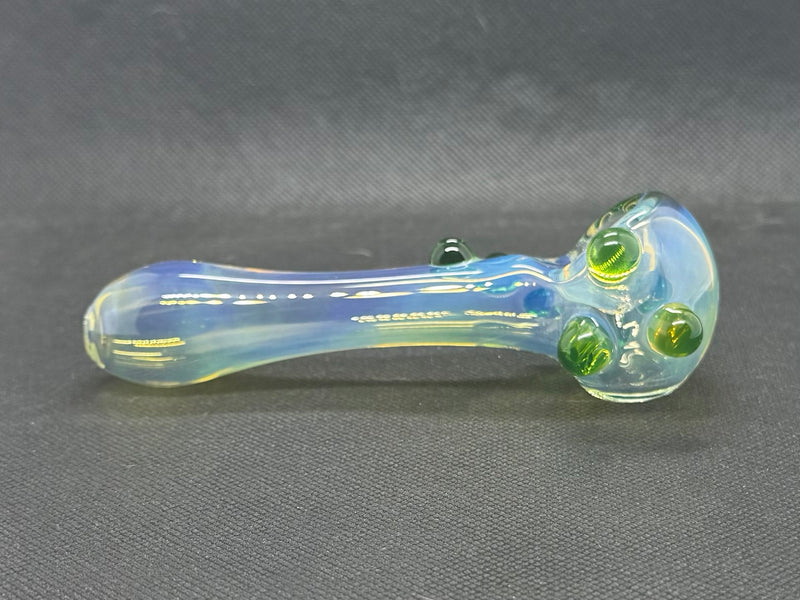 Silver fume spoon with green