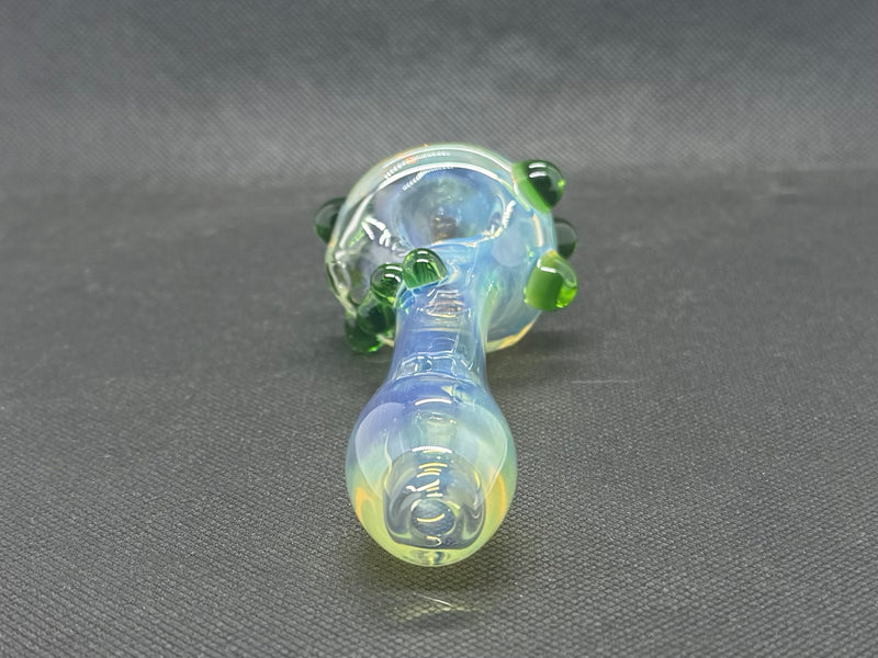 Silver fume spoon with green