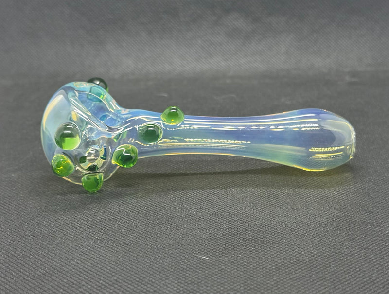 Silver fume spoon with green