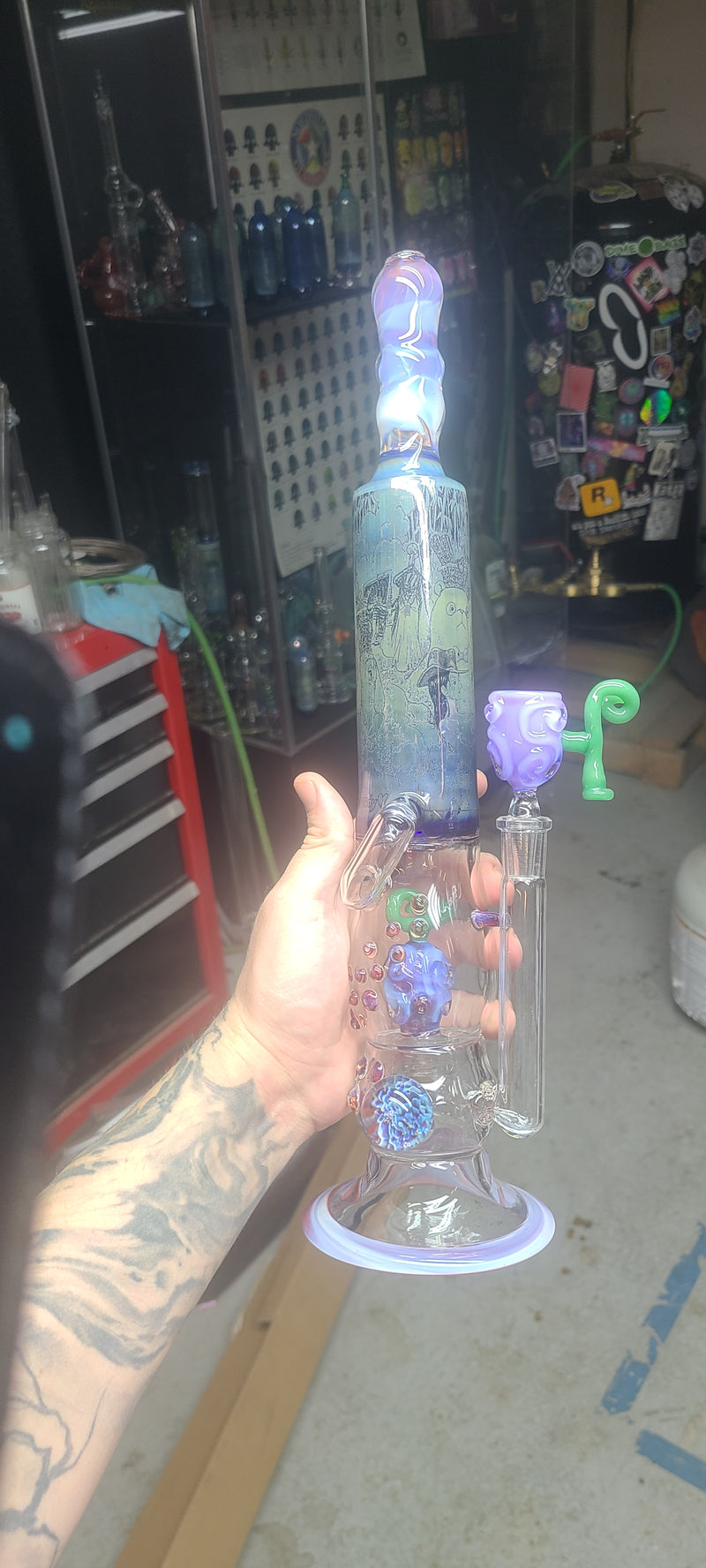 The Bath Is Ready" Laser-Etched Water Pipe
