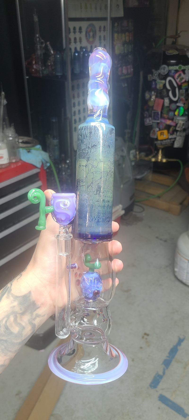 The Bath Is Ready" Laser-Etched Water Pipe