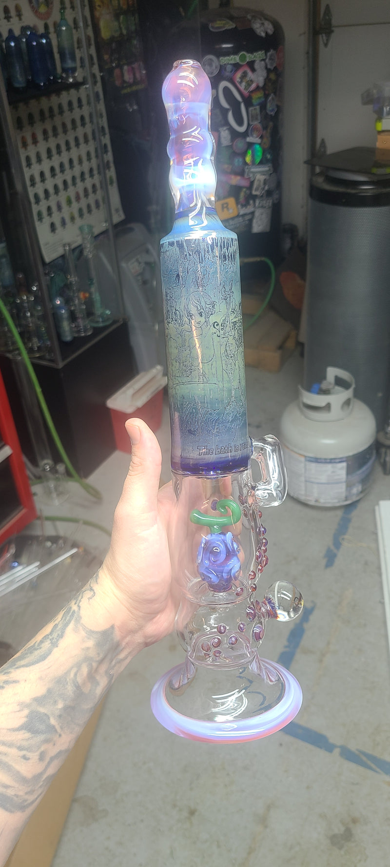 The Bath Is Ready" Laser-Etched Water Pipe