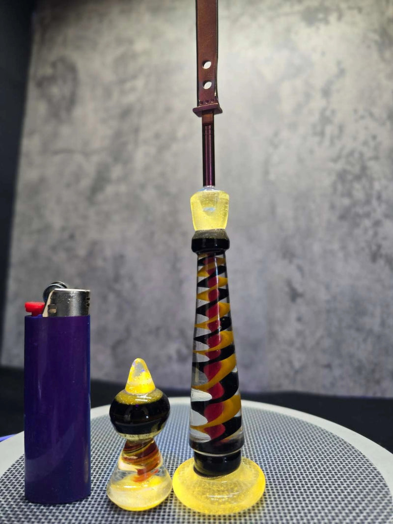 Titanium Dabber with anodized pink blade