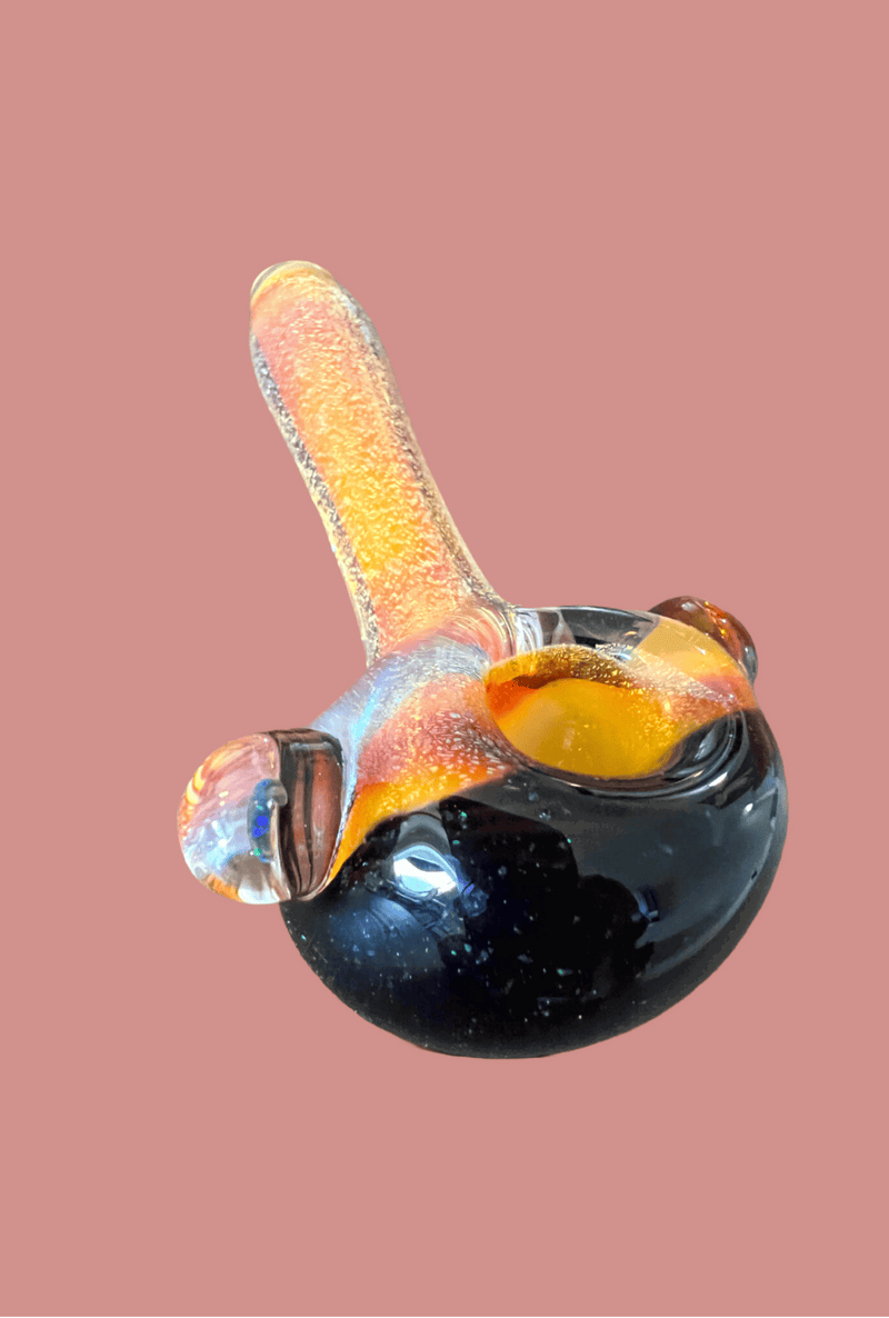 Yellow & Black Dichro Hand Pipe - GiggleGlass