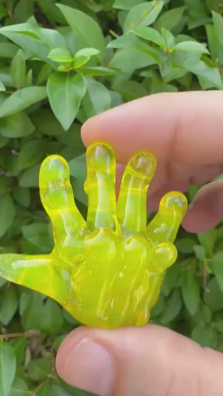 Hand Sculpture: Bright Yellow Lemon Drop Glass Tabletop Piece